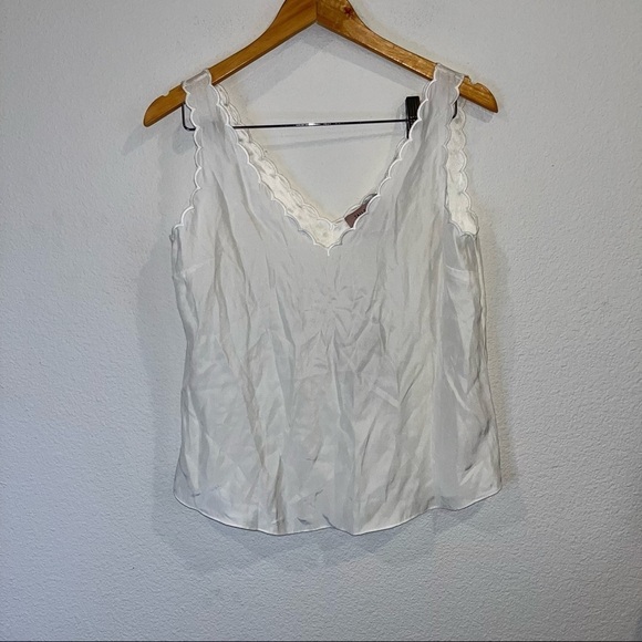 Tailored by Rebecca Taylor new with tag cream scalloped silk top size small - Picture 2 of 7